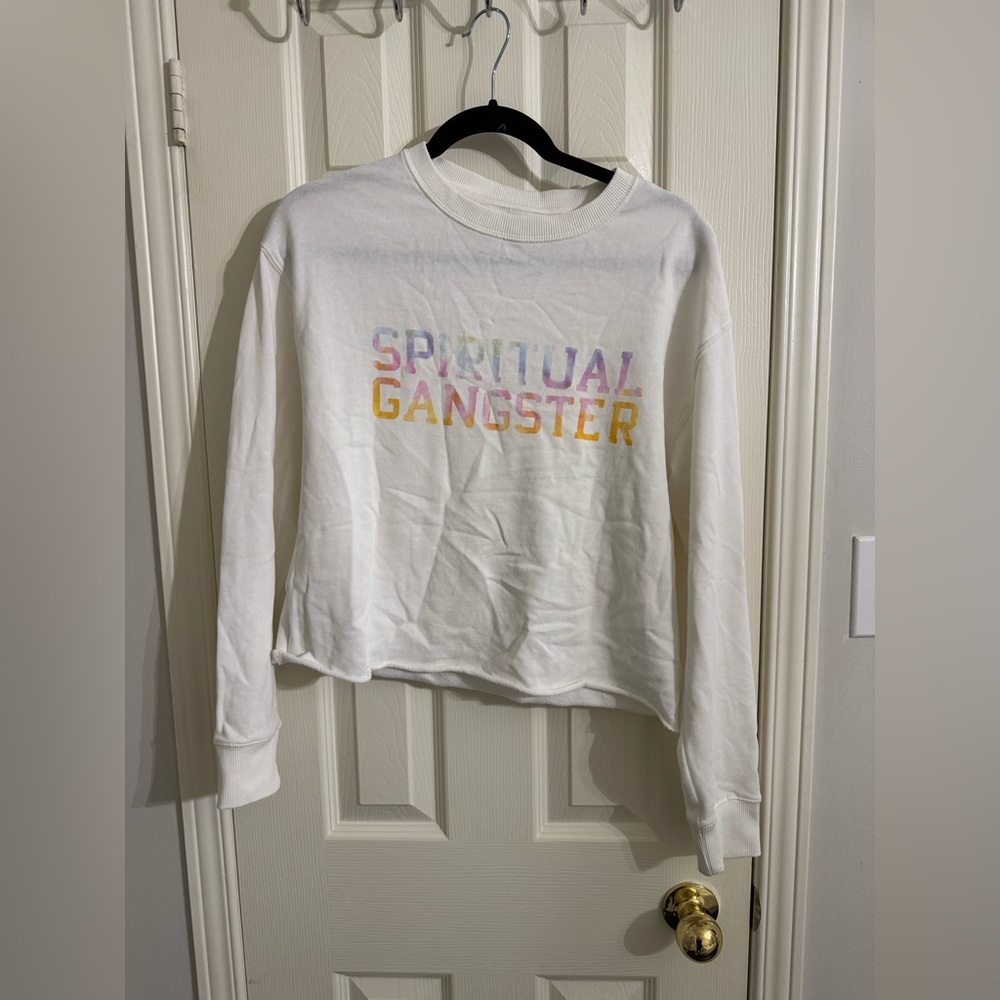 Spiritual Gangster White Tee with Multicolor Text